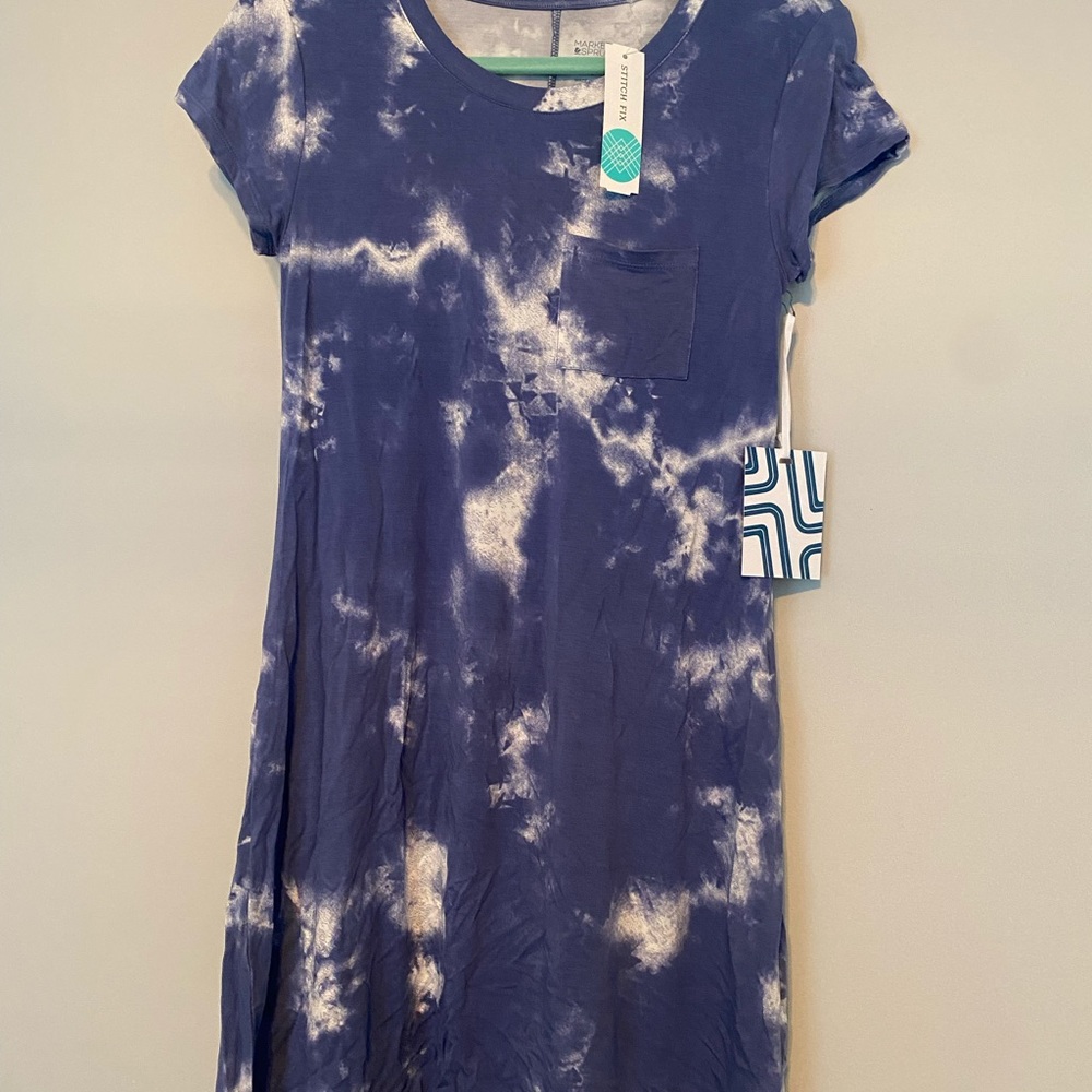 Blue tye dye dress midi